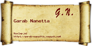 Garab Nanetta névjegykártya